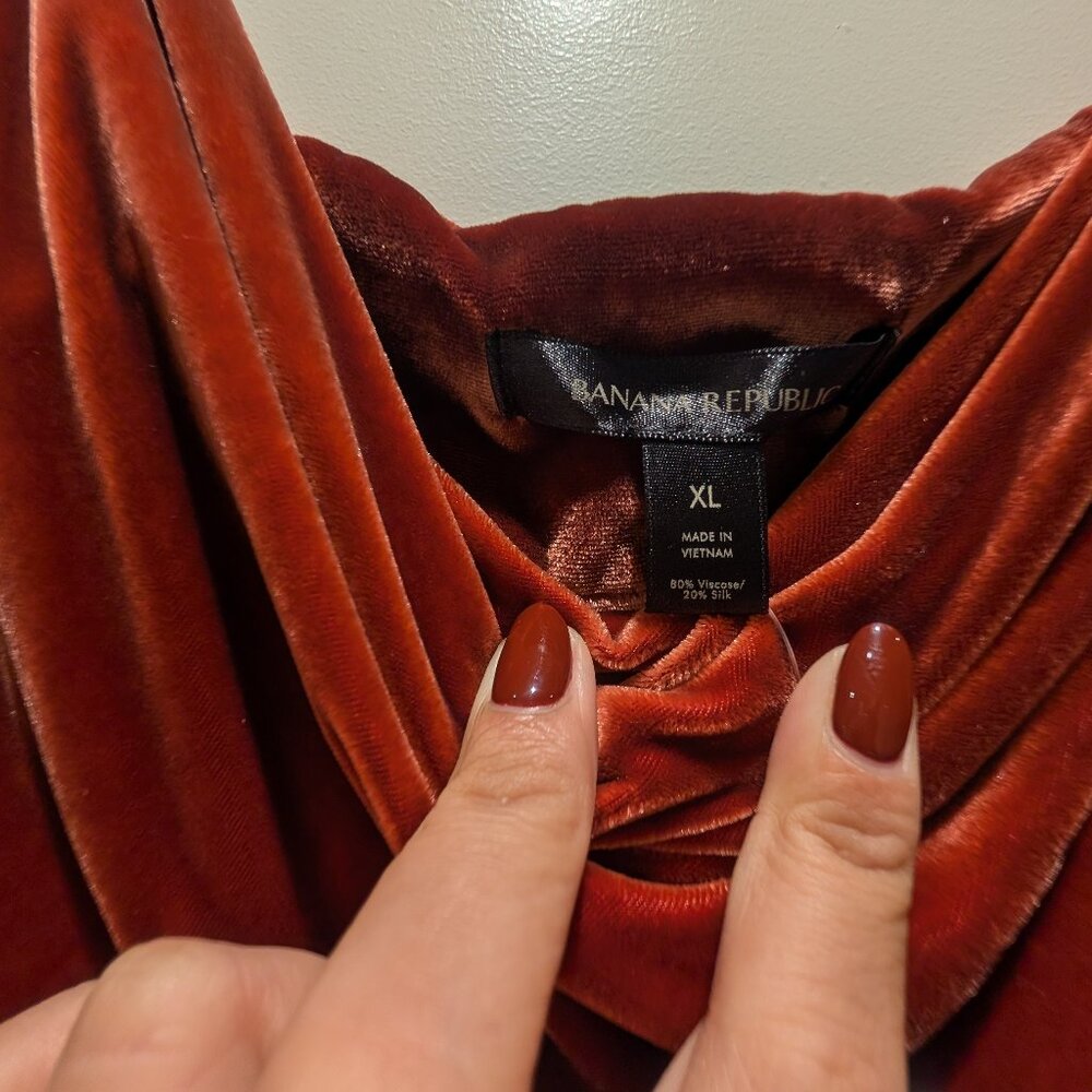Banana Republic Rita Velvet Maxi Dress XL Burnt Orange “Cabin Red” Slip - Picture 5 of 5